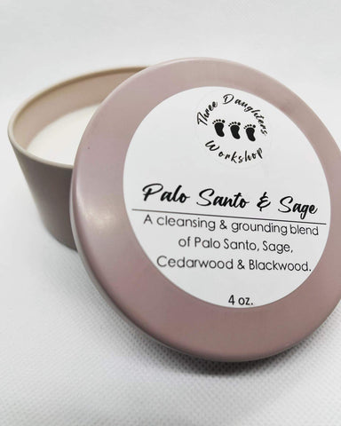 Palo Santo & Sage - A cleansing & grounding blend of Palo Santo, Sage, Cedarwood & Blackwood